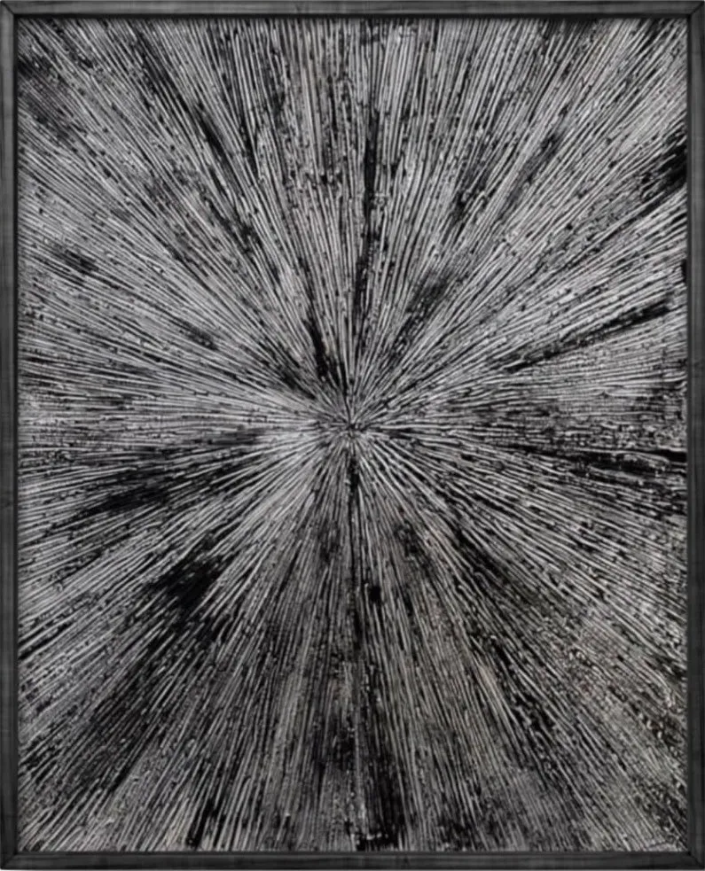 Textura radial de líneas blancas y negras que parten del centro